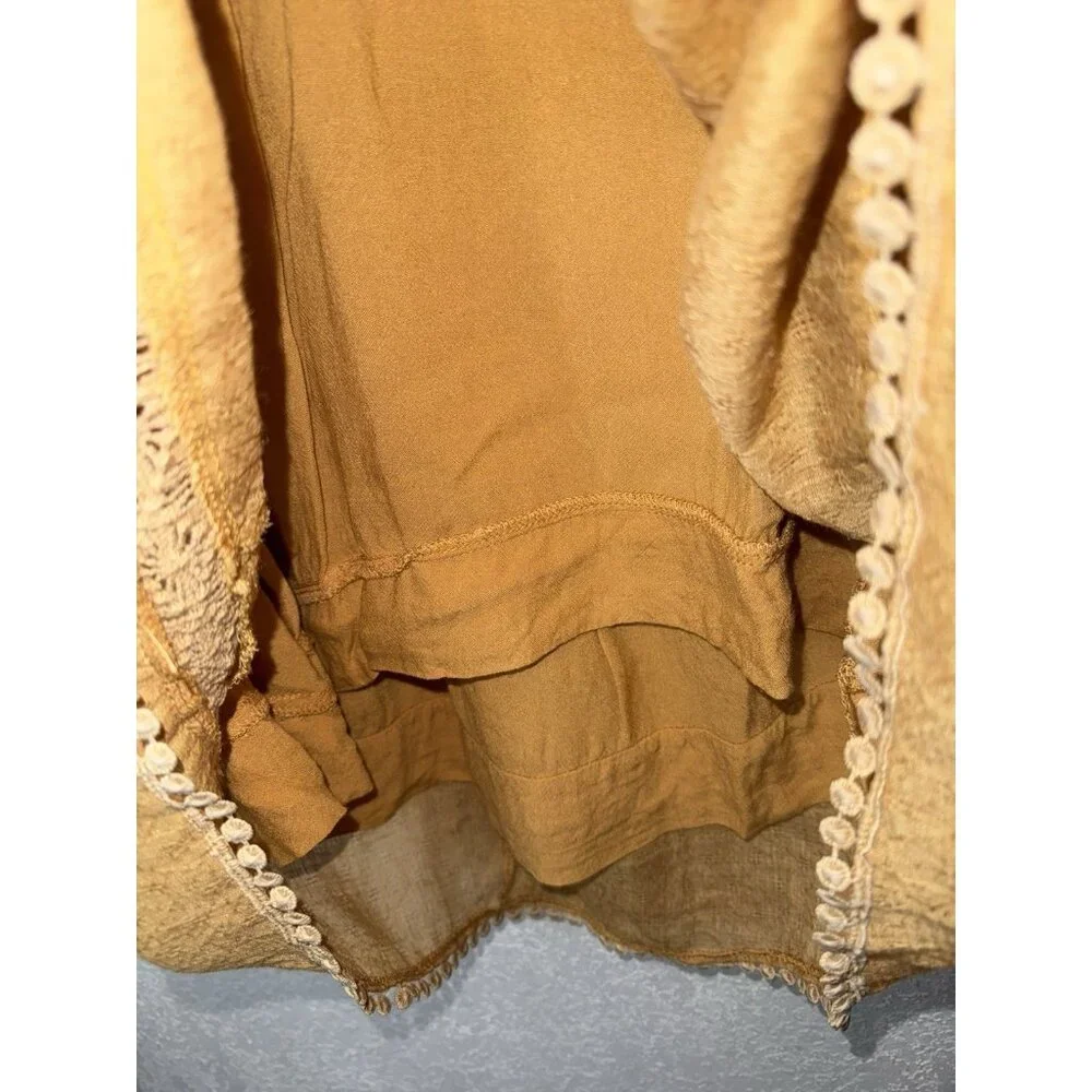 Princess Polly Boho Crochet Babydoll Dress Women Size 2 Darling Mustard Yellow R - Picture 9 of 12